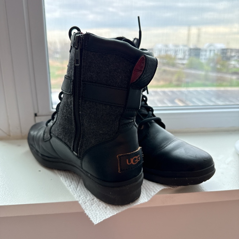 UGG Black and Gray Leather Boots